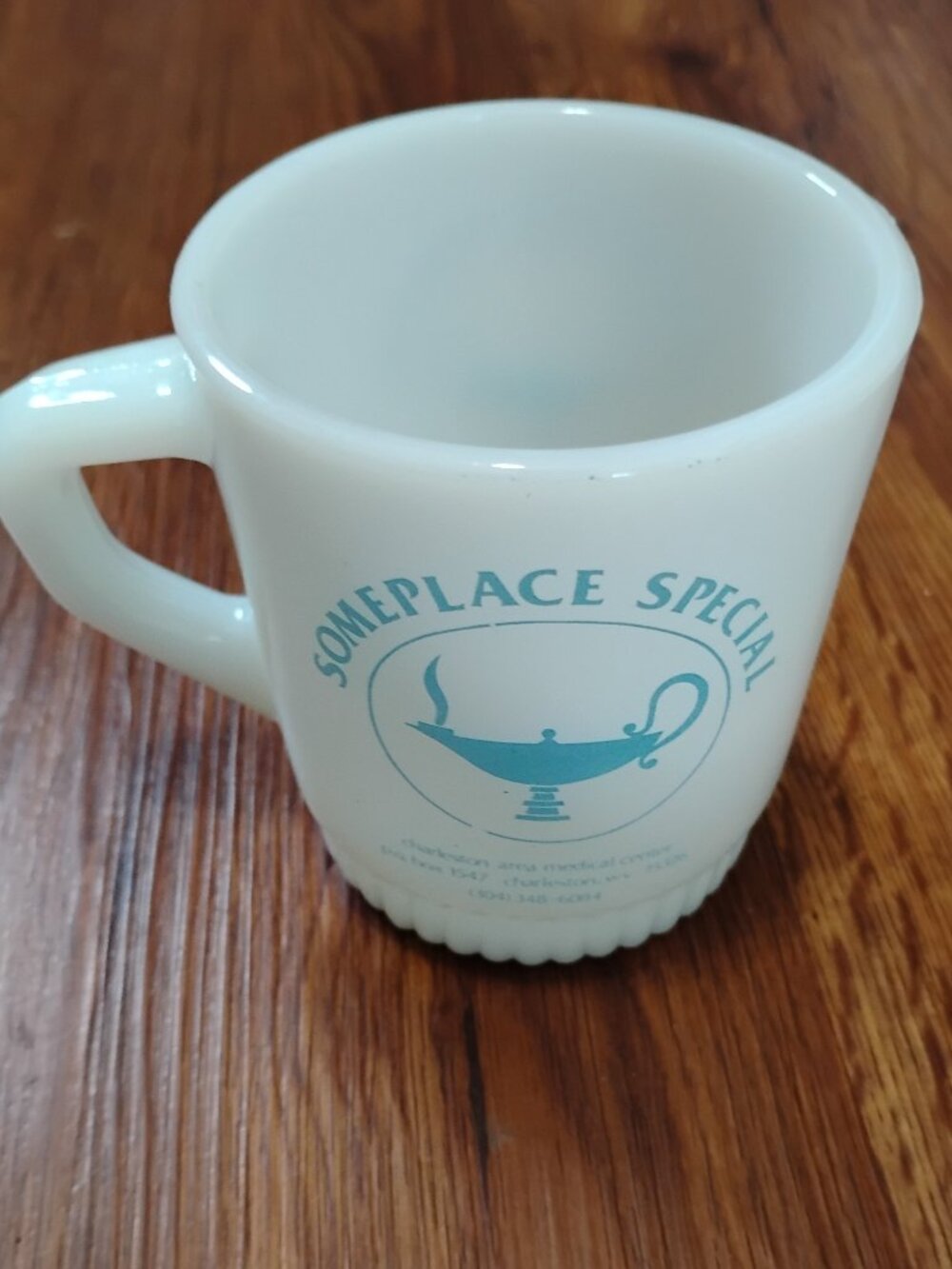 Vintage Fire King Someplace Special Charleston Milk Glass Mug
